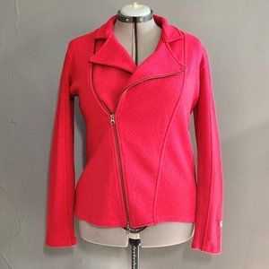 Kuhl Merino Wool Sweater Asymmetrical Zip Waist-length, Moto-style: Red, Size: L
